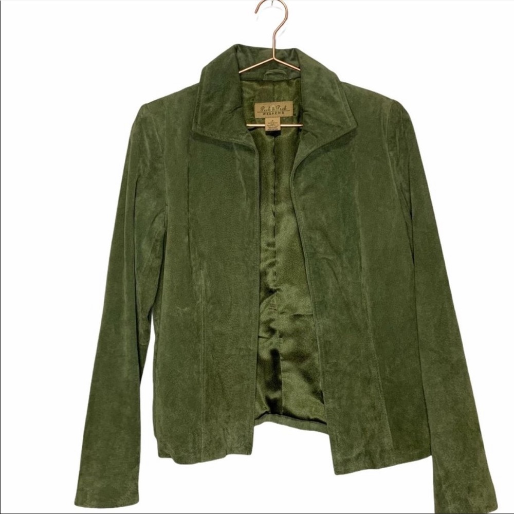Peck & Peck Leather Open Front Women Jacket Medium